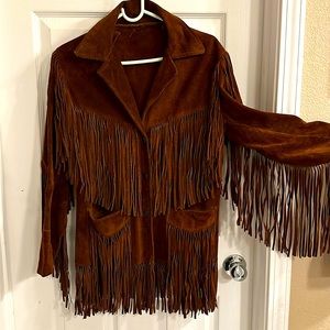 Brown suede. Vintage. Fringe jacket. Small